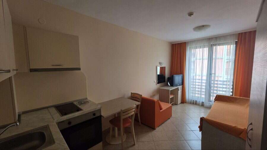 Interior view of a cozy 31 sq.m. studio apartment in Royal Sun, near Sunny Beach, 300m from the sea.