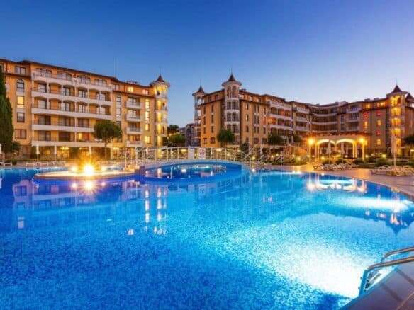 Modern apartment near the sea in Sunny Beach, with a large swimming pool and resort amenities.