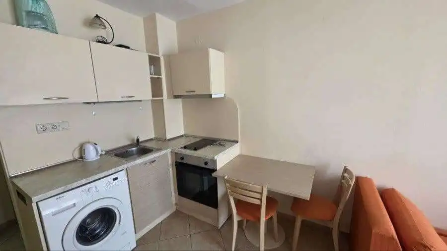 Small studio apartment with kitchen and seating area near the sea in Sunny Beach.