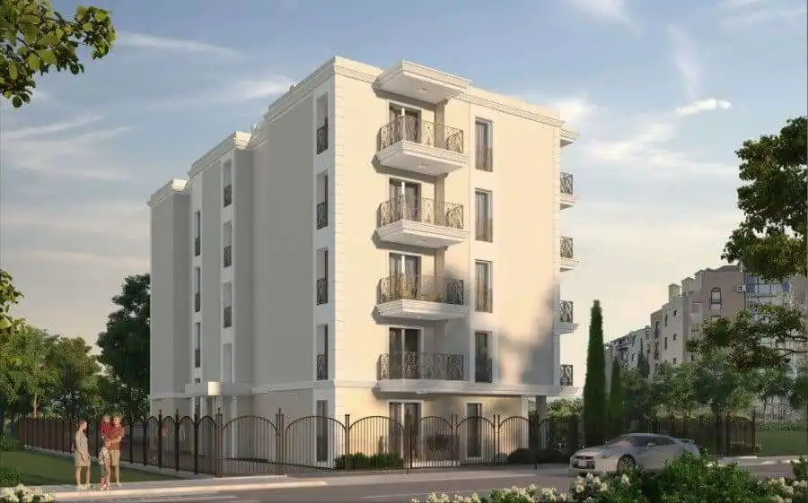 Modern residential building in Sunny Beach, near the sea.