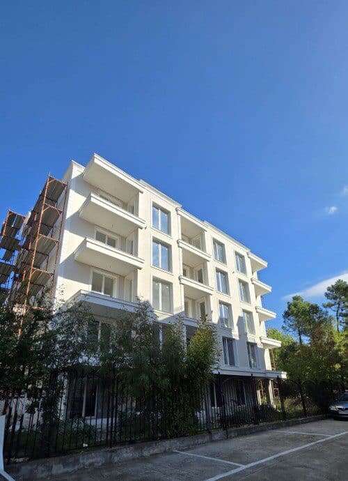 Modern apartment building in Sunny Beach, close to the sea.