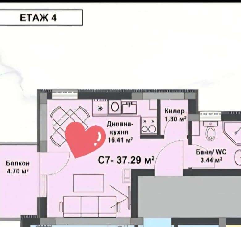 Bright, modern space with 37.3 sq.m., close to the sea.