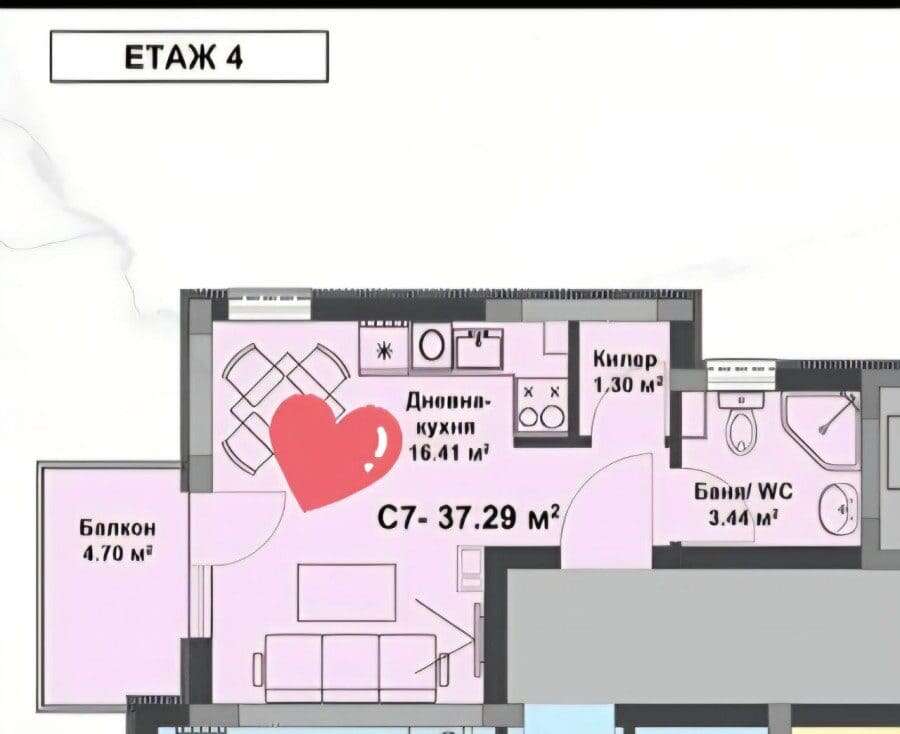 Bright, modern space with 37.3 sq.m., close to the sea.