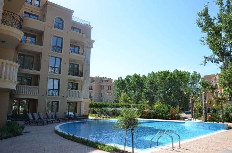 Apartment with pool view, 75 sq.m., located in Aphrodite Green near Sunny Beach, just 600m from the.