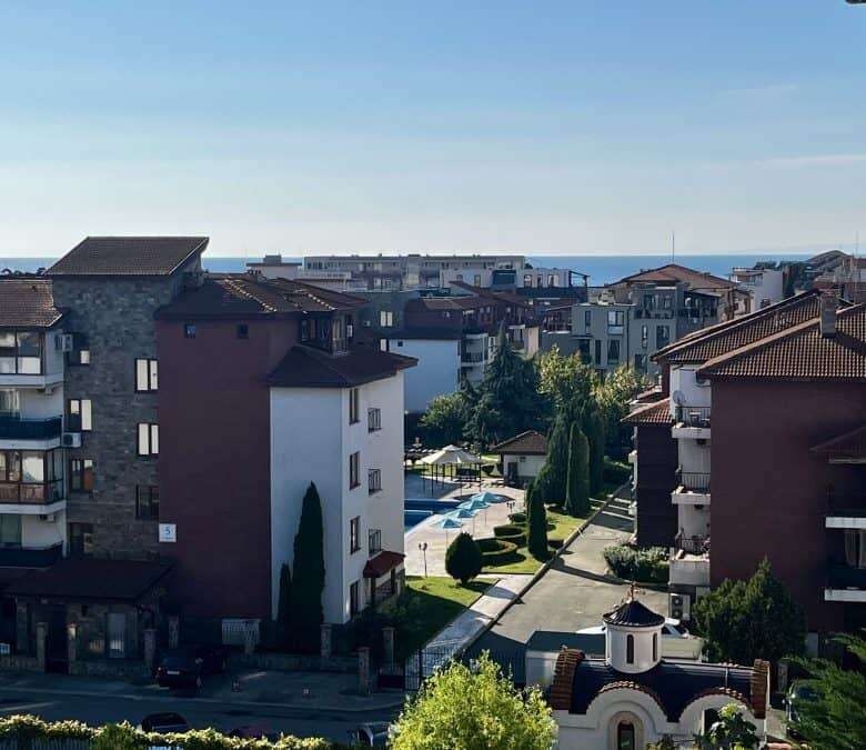 Sea and pool view 2-bedroom apartment in Apollon 8, between Ravda and Nessebar, Bulgaria.