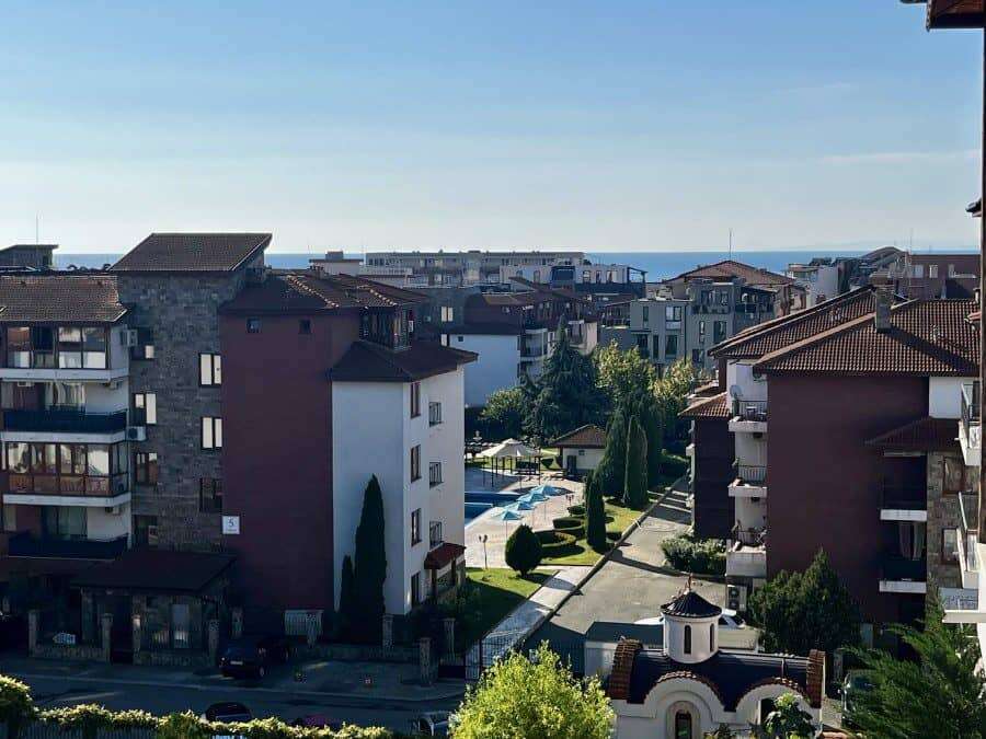 Sea and pool view 2-bedroom apartment in Apollon 8, between Ravda and Nessebar, Bulgaria.