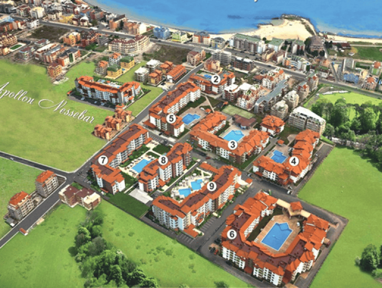 Sea and pool view 2-bedroom apartment in Apollon 8, between Ravda and Nessebar, 85 sq.m.