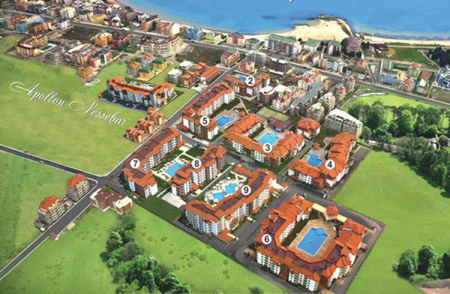 Sea and pool view 2-bedroom apartment in Apollon 8, between Ravda and Nessebar, 85 sq.m.