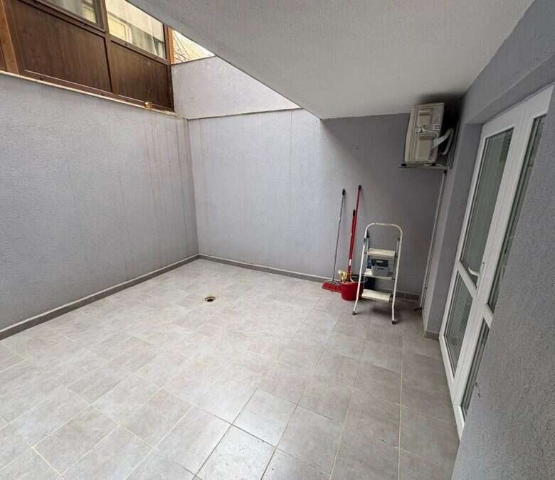 Outdoor terrace of a 2-bedroom ground floor apartment in Sveti Vlas, Bulgaria.