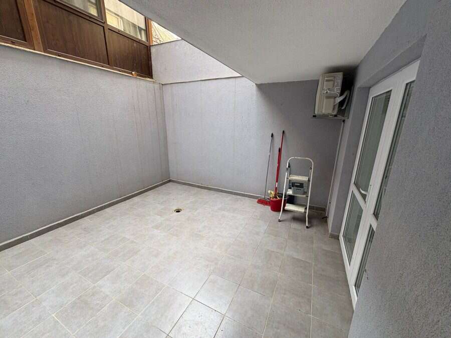 Outdoor terrace of a 2-bedroom ground floor apartment in Sveti Vlas, Bulgaria.