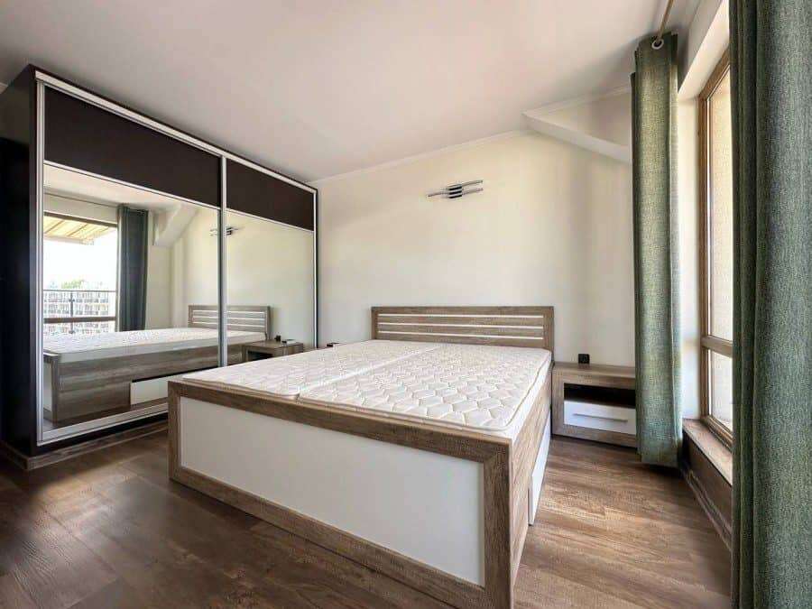 Modern bedroom in Tarantula complex, Sunny Beach Bedroom with large window and wardrobe in Tarantula complex, Sunny Beach, 400m from the sea.