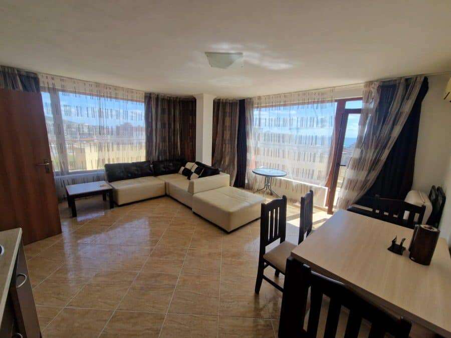 Sea view top floor studio with panoramic terrace in Sveti Vlas, Bulgaria.