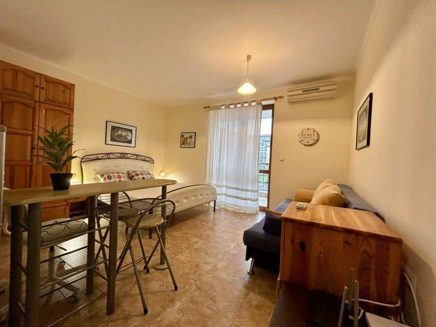 Furnished studio apartment with 40 sq.m. space in Apollon complex, Ravda, featuring modern decor and.