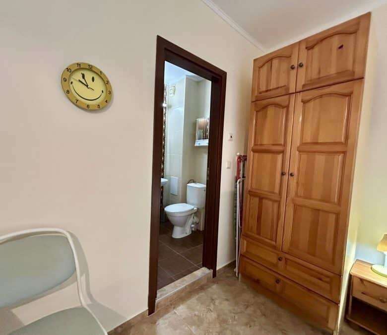 Furnished studio apartment with wardrobe, near bathroom in Ravda, Bulgaria.