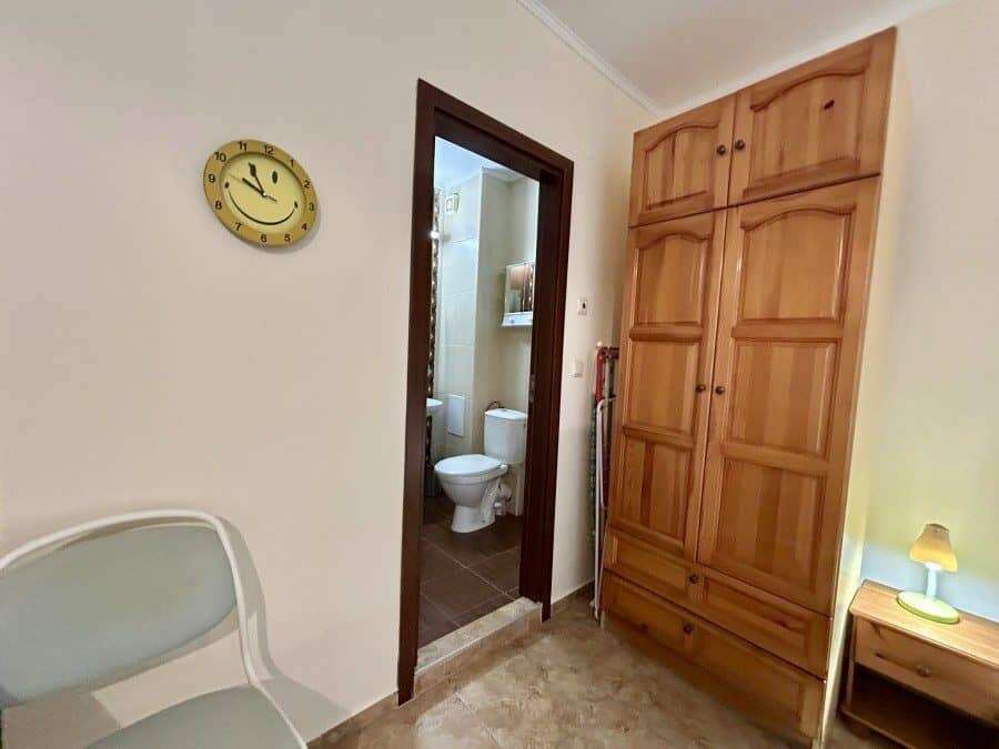Furnished studio apartment with wardrobe, near bathroom in Ravda, Bulgaria.