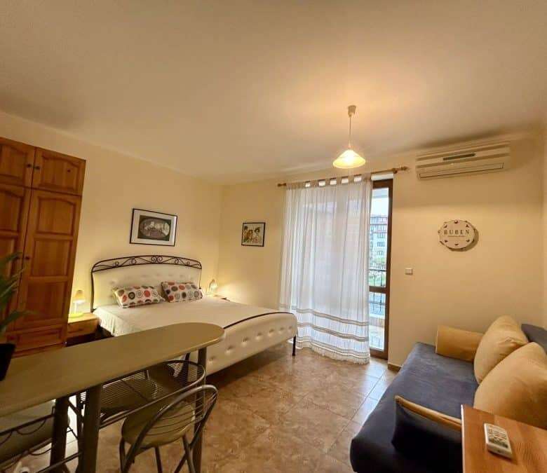 Spacious fully furnished studio with modern decor in Apollon apartments, Ravda, 40 sq.m.