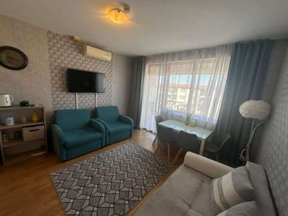 Bright studio with pool views in Apollon apartments, Ravda, 34 sq.m.