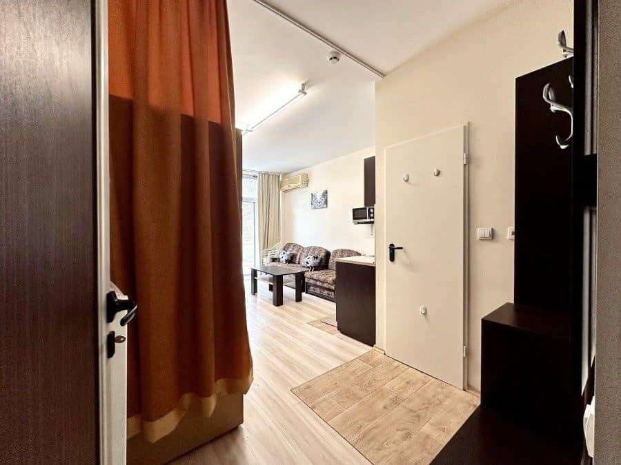 Fully furnished studio apartment of 38.52 sq.m. in Perla, Sunny Beach, 300m from the beach.