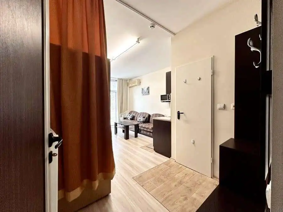 Fully furnished studio apartment of 38.52 sq.m. in Perla, Sunny Beach, 300m from the beach.