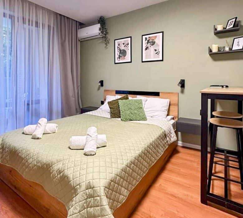 Sea view luxury studio in Sveti Vlas at Prestige Fort Beach resort.