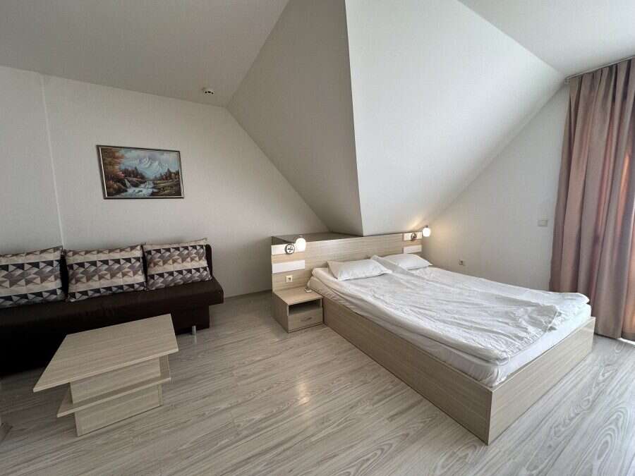 Furnished studio apartment with kitchen, 55 sq.m., located in Tarsis Club and SPA, Sunny Beach. Perf.