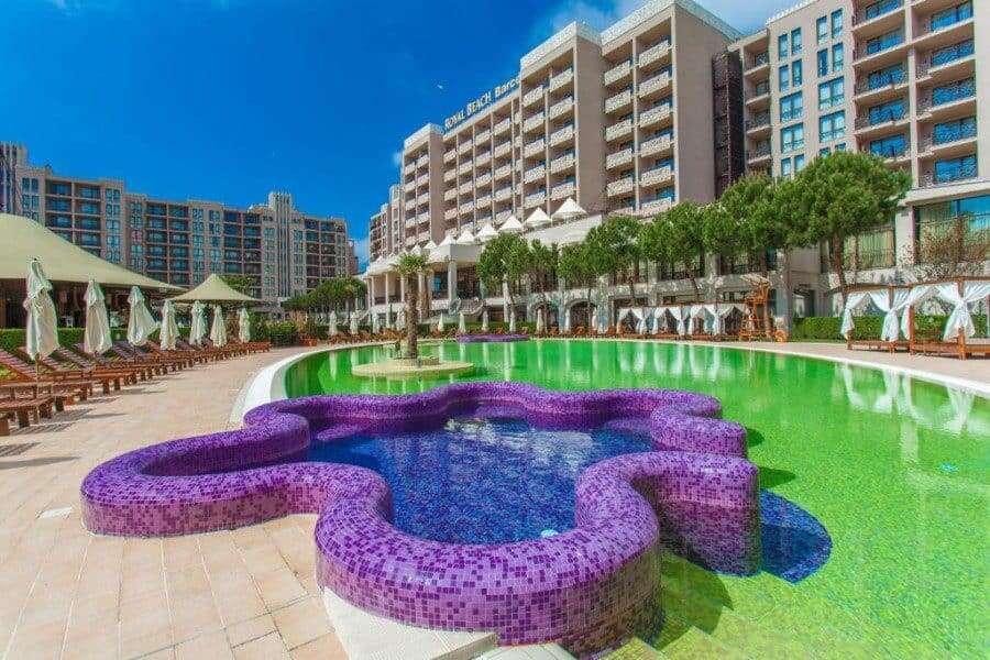 Sea view studio apartment with pool at Barcelo Royal Beach, Sunny Beach.