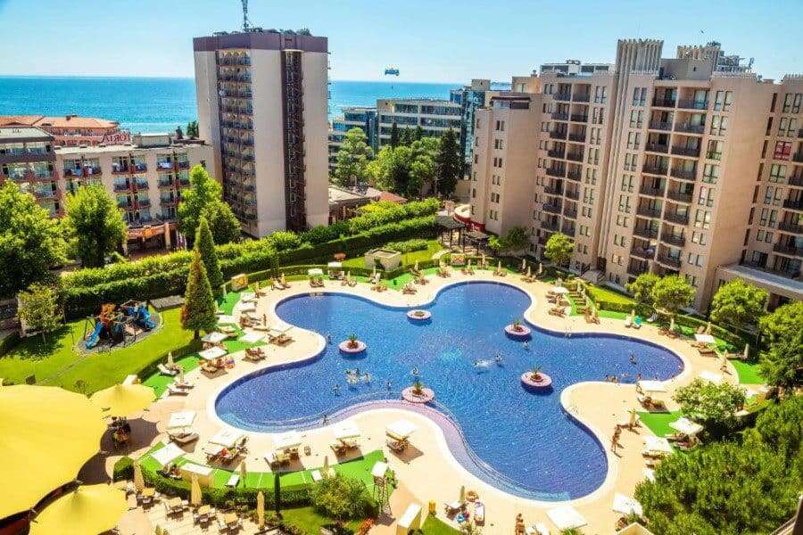 Sea view studio apartment with pool in Barcelo Royal Beach, Sunny Beach, Bulgaria.
