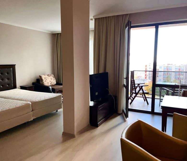 Modern studio with sea view balcony in Barcelo Royal Beach, Sunny Beach.