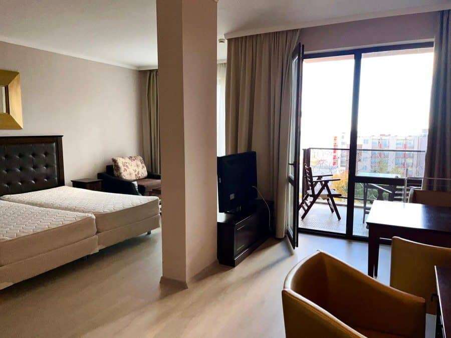Modern studio with sea view balcony in Barcelo Royal Beach, Sunny Beach.