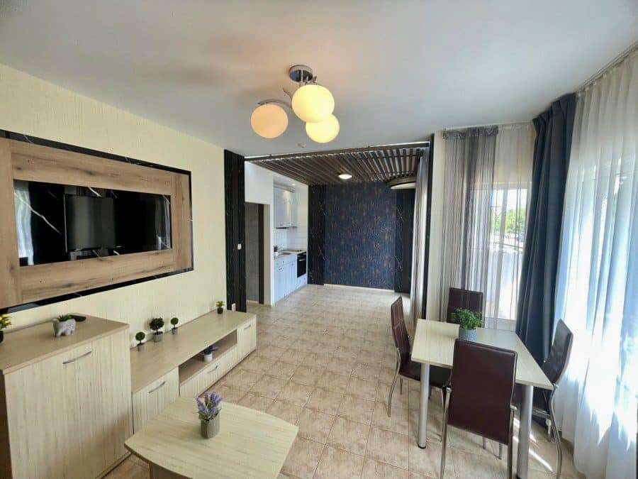 Bright 1-bedroom apartment with pool view, near the sea in Sveti Vlas, Bulgaria.