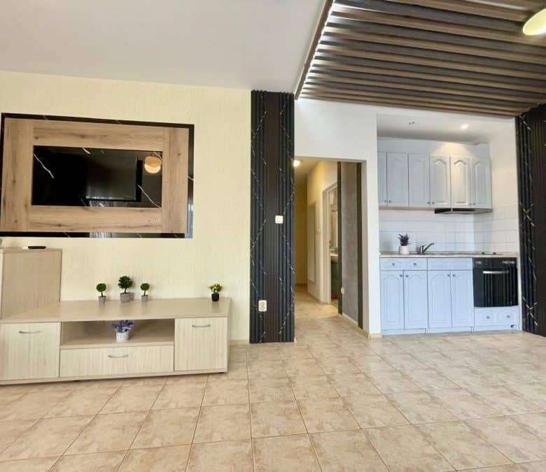 Bright interior of a 1-bedroom apartment with pool view in Belle Air, Sveti Vlas, just 300m from the.