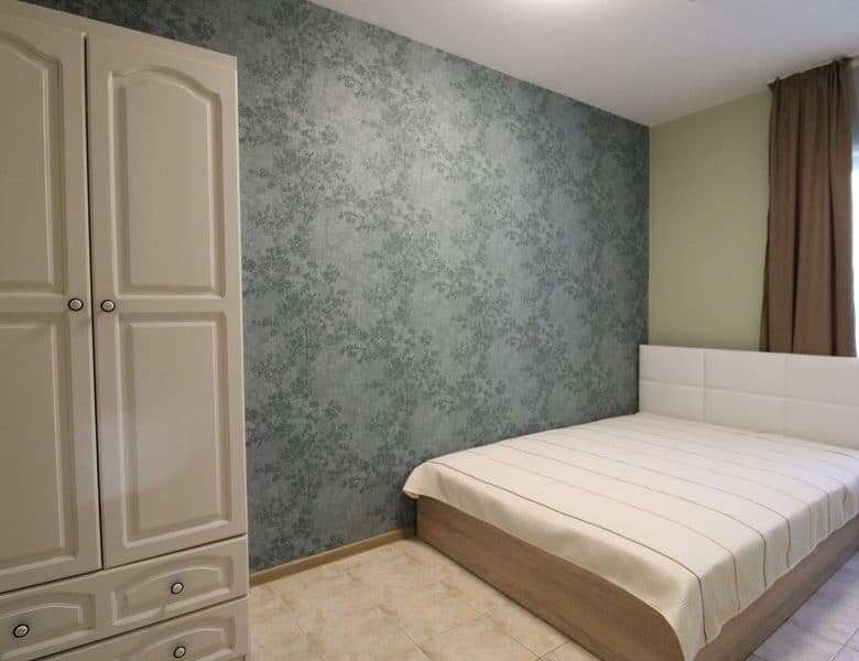 Bright interior of a 2-bedroom ground floor apartment near the sea in Sveti Vlas. Spacious living ar.