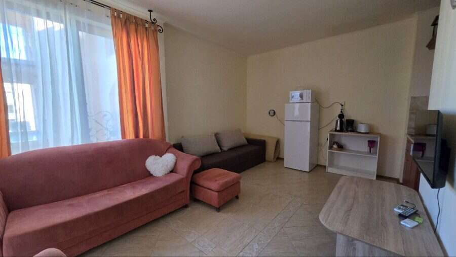 Interior of a 1-bedroom apartment with pool view in Palazzo, Sunny Beach.