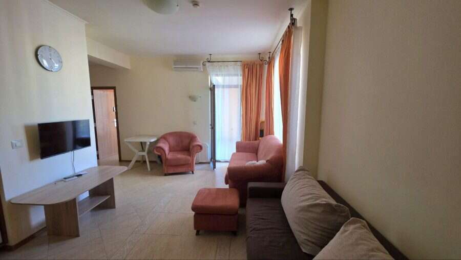 Interior of a 1-bedroom apartment with pool view in Palazzo, Sunny Beach.