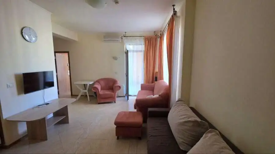 Interior of a 1-bedroom apartment with pool view in Palazzo, Sunny Beach.