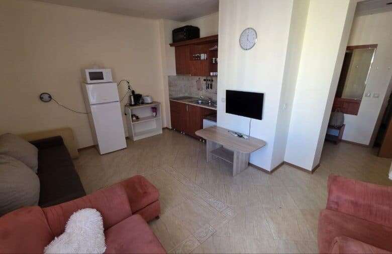 Interior of a 1-bedroom apartment with pool view in Palazzo, Sunny Beach.