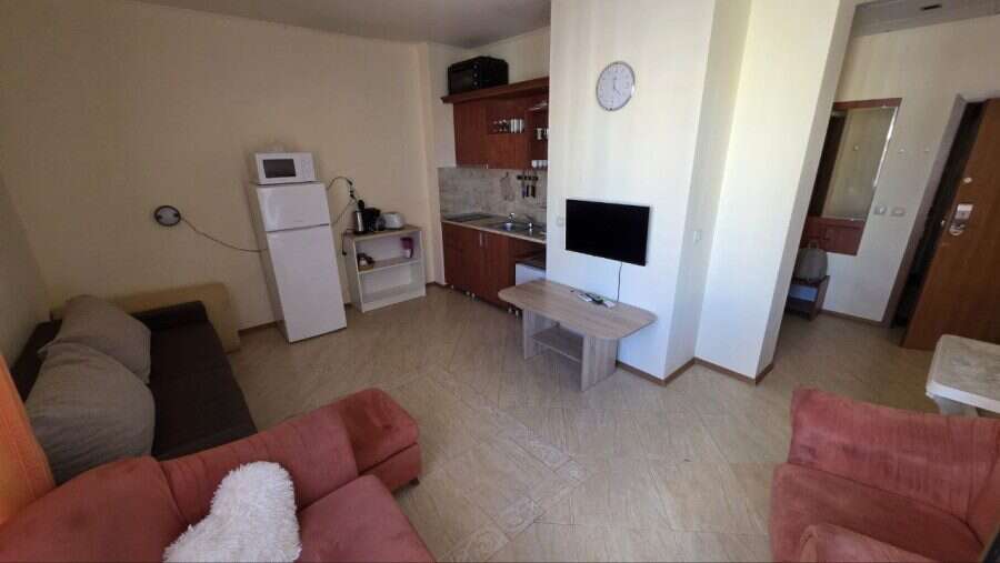 Interior of a 1-bedroom apartment with pool view in Palazzo, Sunny Beach.