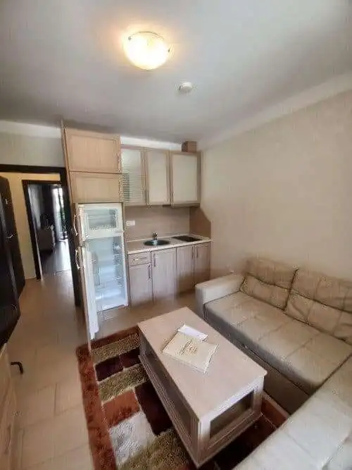 Cozy 1-bedroom apartment with kitchenette and living area in Harmony Suites.
