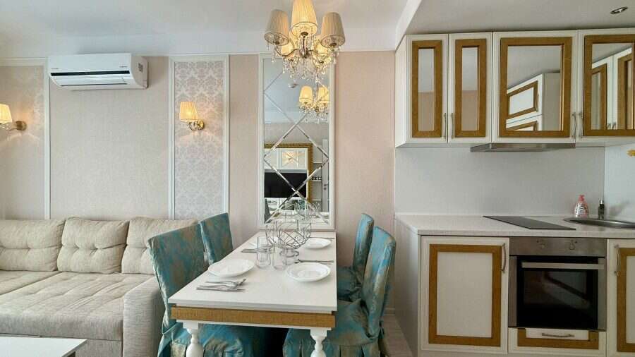 Luxury 1 Bed Apartment in Sunny Beach Bright interior of a luxury 1-bedroom apartment in Harmony Suites, Monte Carlo, Sunny Beach.