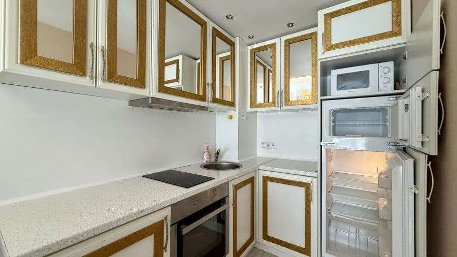 Luxury 1 Bed Apartment in Harmony Suites Bright interior of a 1-bedroom apartment in Harmony Suites, Monte Carlo, Sunny Beach.