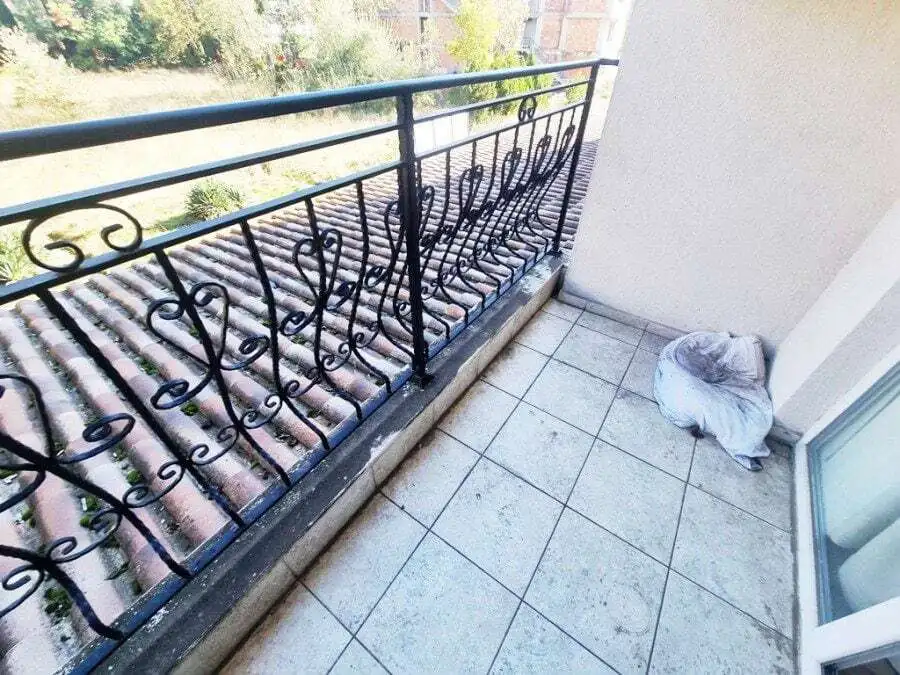Balcony of a 1-bedroom, 47 sq.m. apartment in Dawn Park, Sunny Beach, with decorative wrought iron r.