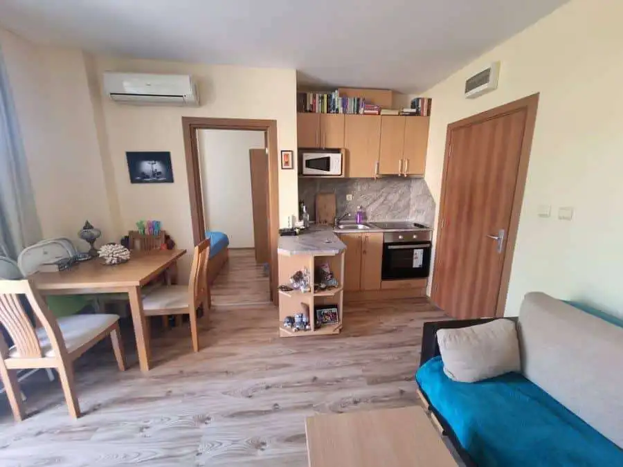 Bright interior of a 1-bedroom, 47 sq.m. apartment in Dawn Park, Sunny Beach, perfect for holiday or.