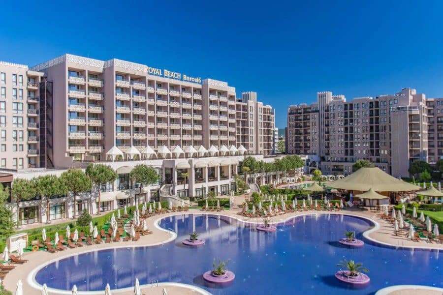 Pool view studio apartment in Barcelo Royal Beach, Sunny Beach, with modern amenities and scenic sur.