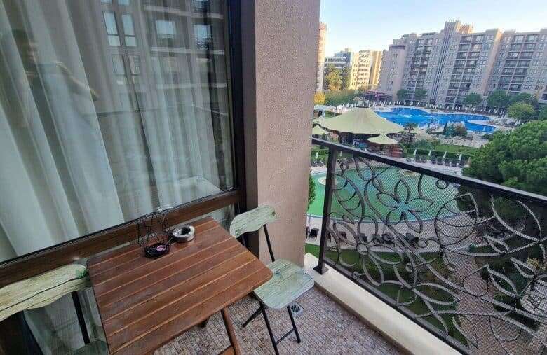 Studio apartment with pool view at Barcelo Royal Beach in Sunny Beach, Bulgaria.