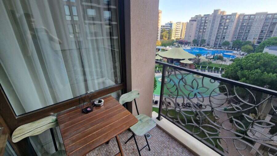 Studio apartment with pool view at Barcelo Royal Beach in Sunny Beach, Bulgaria.