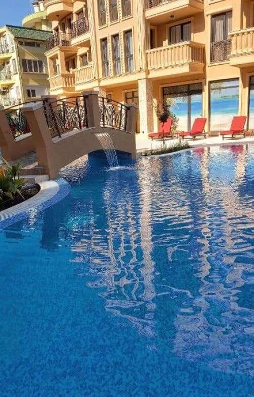 Apartment with pool and sun loungers at Aphrodite Park, Sunny Beach.