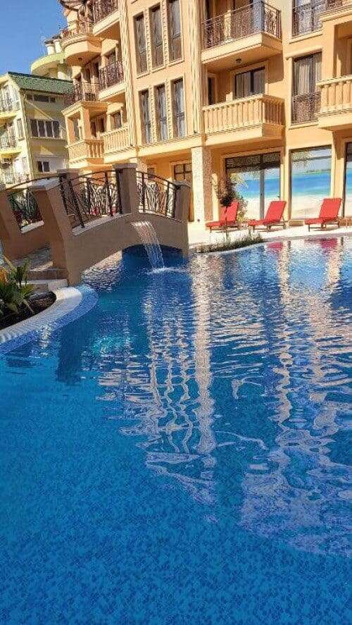 Apartment with pool and sun loungers at Aphrodite Park, Sunny Beach.