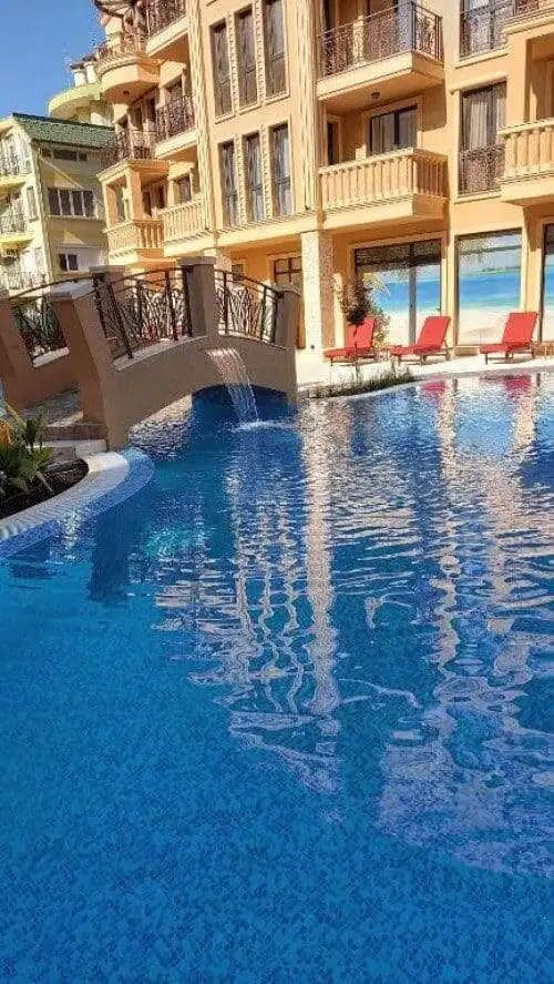Apartment with pool and sun loungers at Aphrodite Park, Sunny Beach.
