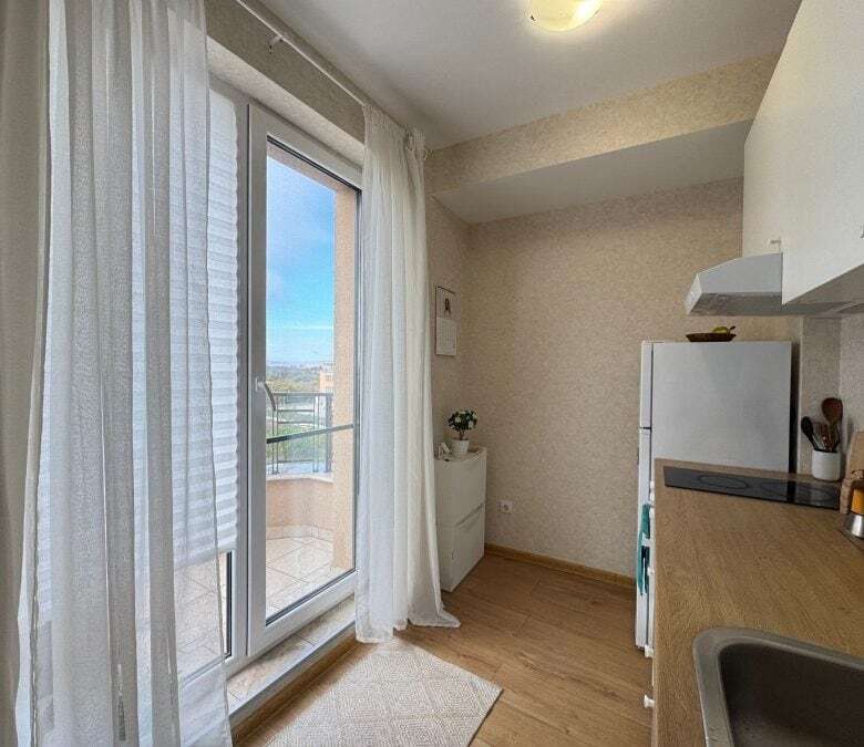 Affordable fully furnished studio in Aphrodite Park, Sunny Beach, with balcony views.