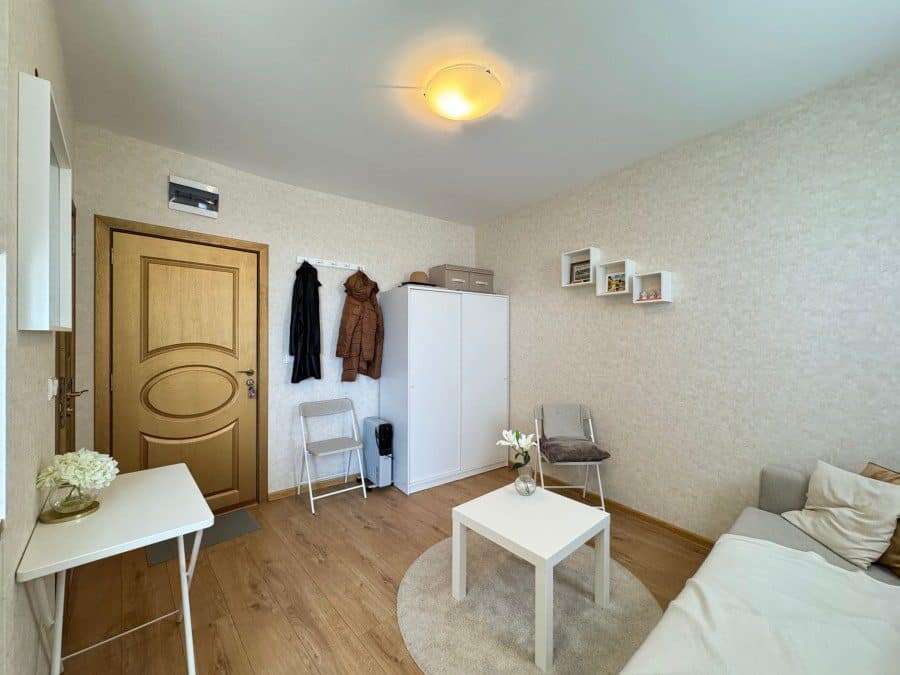 Fully furnished 30 sq.m. studio in Aphrodite Park, Sunny Beach, with modern decor and compact living.